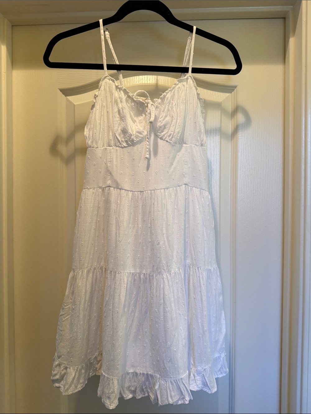 Hollister White Mini Sundress with Eyelet Detail